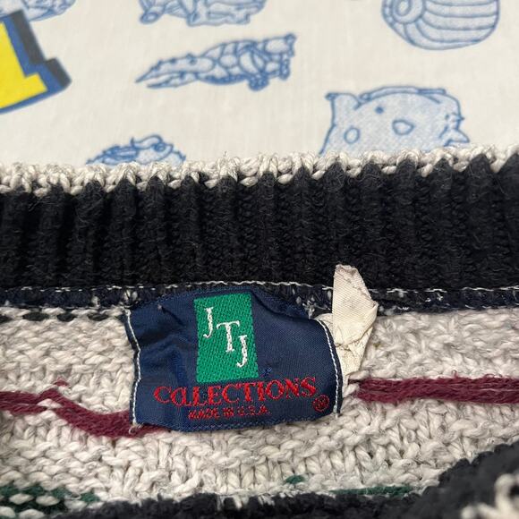 Vintage 90s JTJ Collections Grey Pattern Sweater - Picture 3 of 3